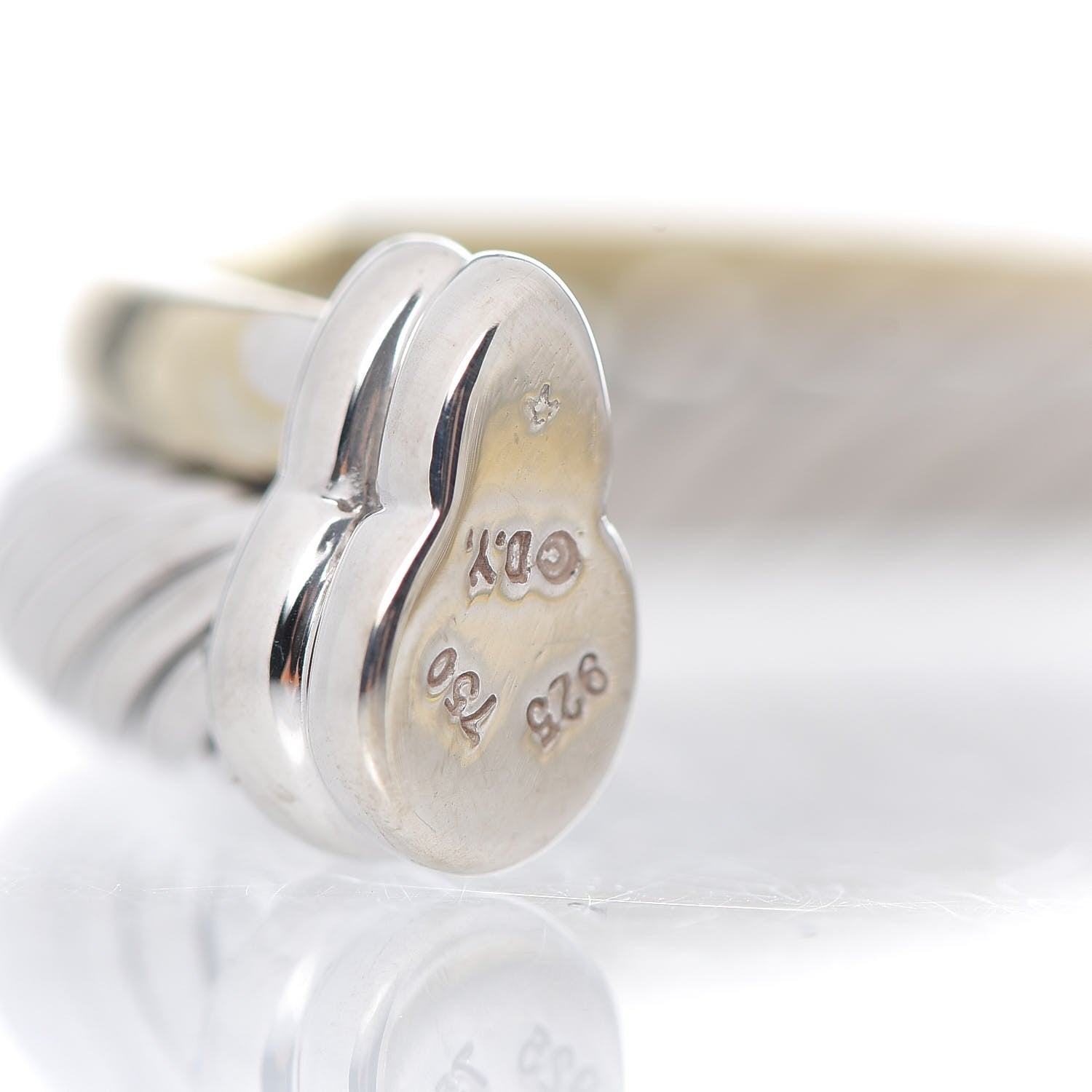 David Yurman Sterling Silver 18K Yellow Gold 5mm Crossover Cuff Bracelet 4 of 5
