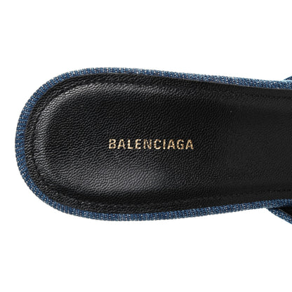 Balenciaga Denim Block Heel Mules 39 Blue 7 of 13