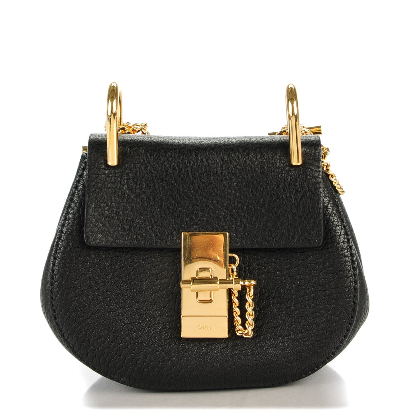 Grained Lambskin Nano Drew Shoulder Bag Black