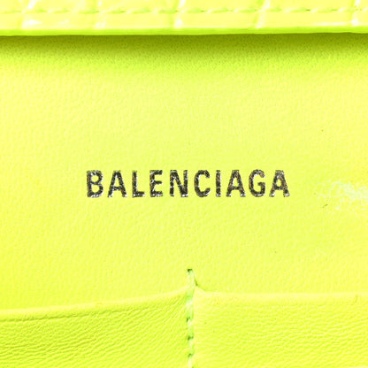 Balenciaga Shiny Calfskin Crocodile Embossed Hourglass Chain Bag Fluo Yellow 5 of 9