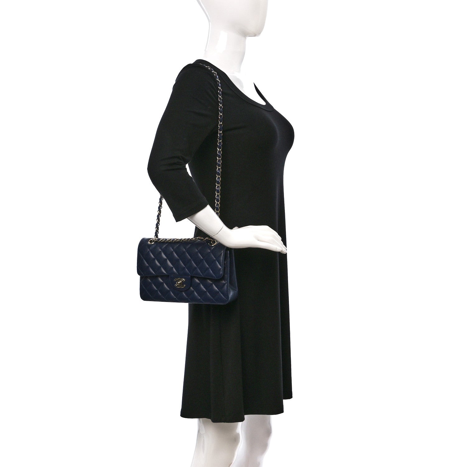 Chanel Caviar Quilted Small Double Flap Navy 2 of 13