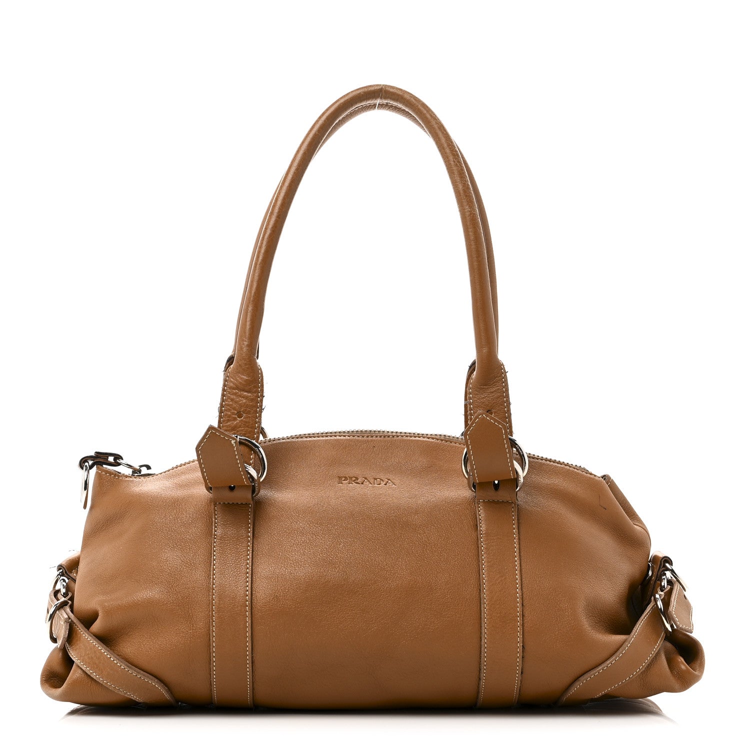 Prada Soft Calf Top Handle Satchel Brown 1 of 14