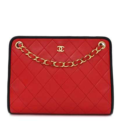 Chanel Lambskin Quilted Framed Bag Red Black 1 of 12