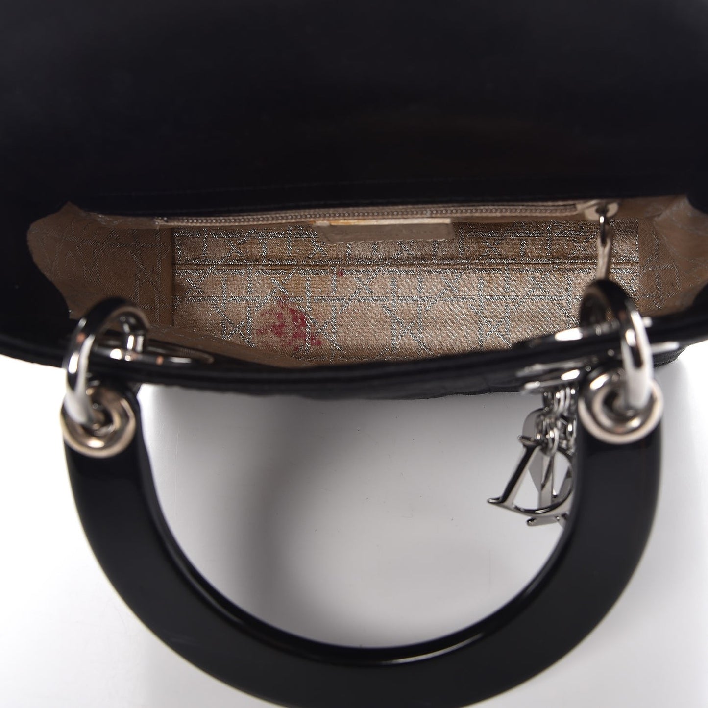Satin Patent Cannage Mini Lady Dior Black