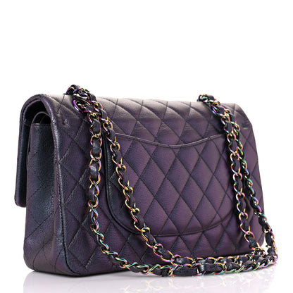 Chanel Iridescent Goatskin Quilted Medium Double Flap Purple 3 of 11