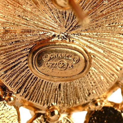 Chanel Pearl Crystal CC Round Earrings Gold 4 of 5