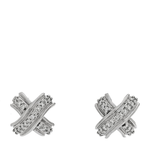 18K White Gold Diamond Signature X Earrings