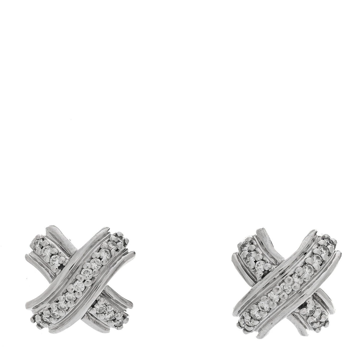 18K White Gold Diamond Signature X Earrings