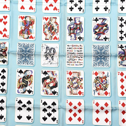 Hermes Silk Jeu de Cartes Scarf 90 Bleu Glacier Rouge Black 3 of 6