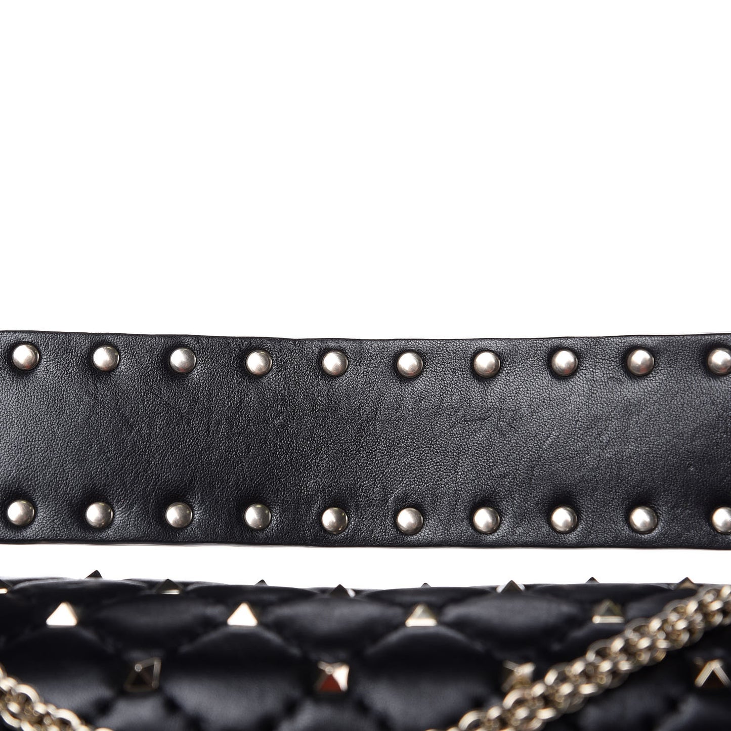 Lambskin Large Rockstud Spike Shoulder Bag Black