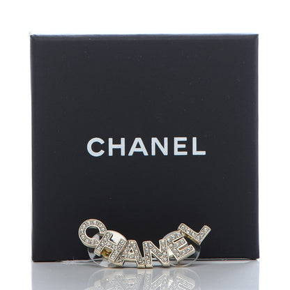 Chanel Crystal Pearl Signature Stud Earrings Gold 5 of 5
