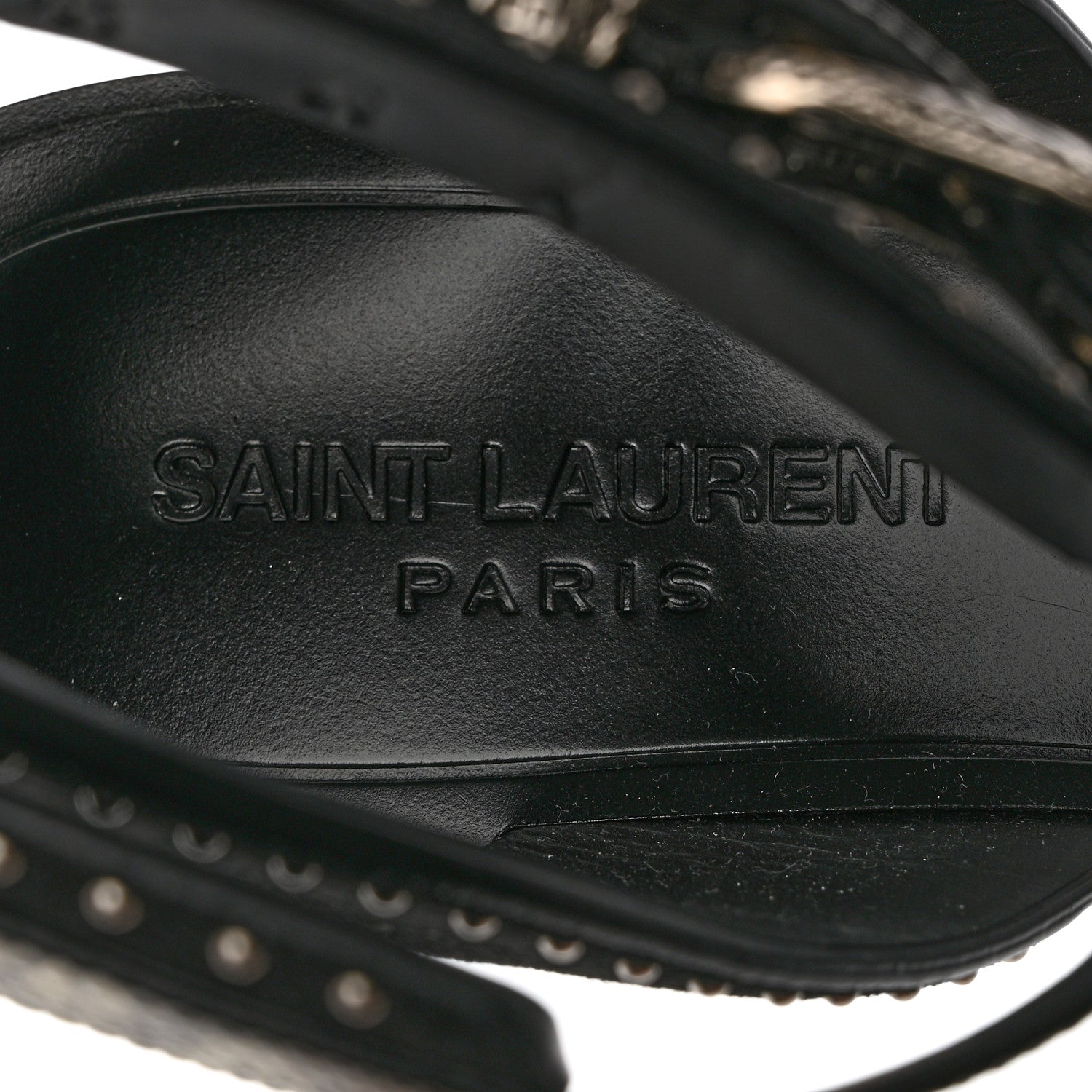 Saint Laurent Suede Lizard Flat Sandals 38.5 Black 8 of 10