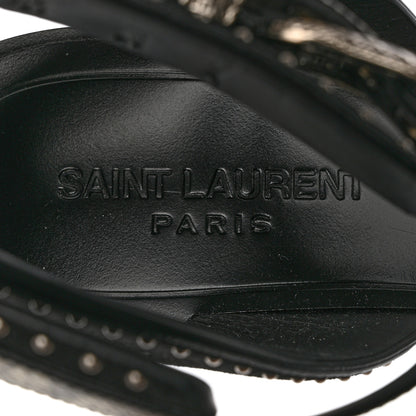 Saint Laurent Suede Lizard Flat Sandals 38.5 Black 8 of 10
