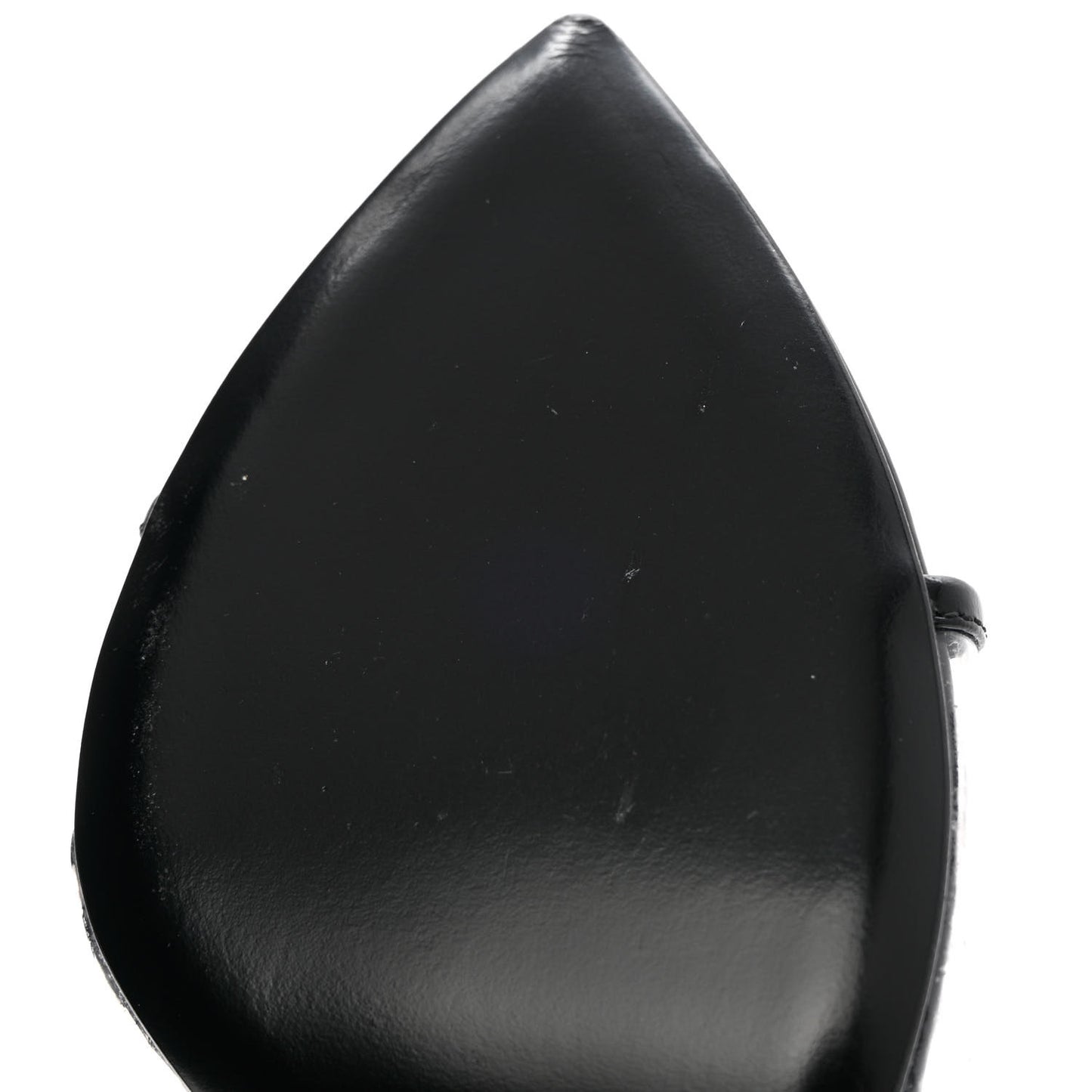 Plexiglass Calfskin Metal Triangle Logo 75mm Slide Sandals 37.5 Black