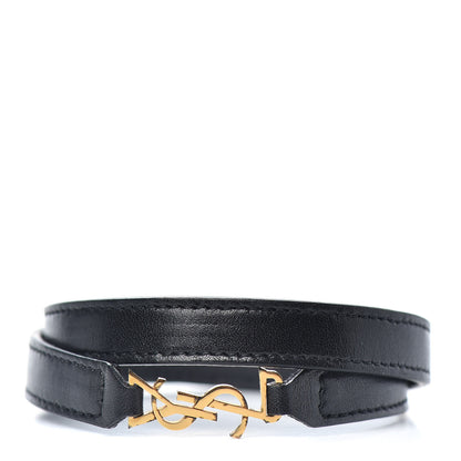 Saint Laurent Calfskin Double Wrap Bracelet Black 1 of 3