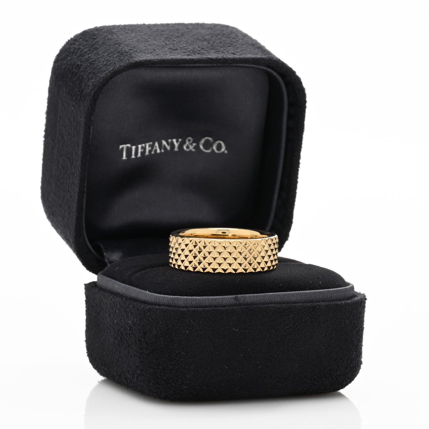 18K Yellow Gold Diamond Point Wide Ring 58 8.5