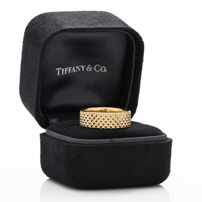 Tiffany 18K Yellow Gold Diamond Point Wide Ring 58 8.5 5 of 5
