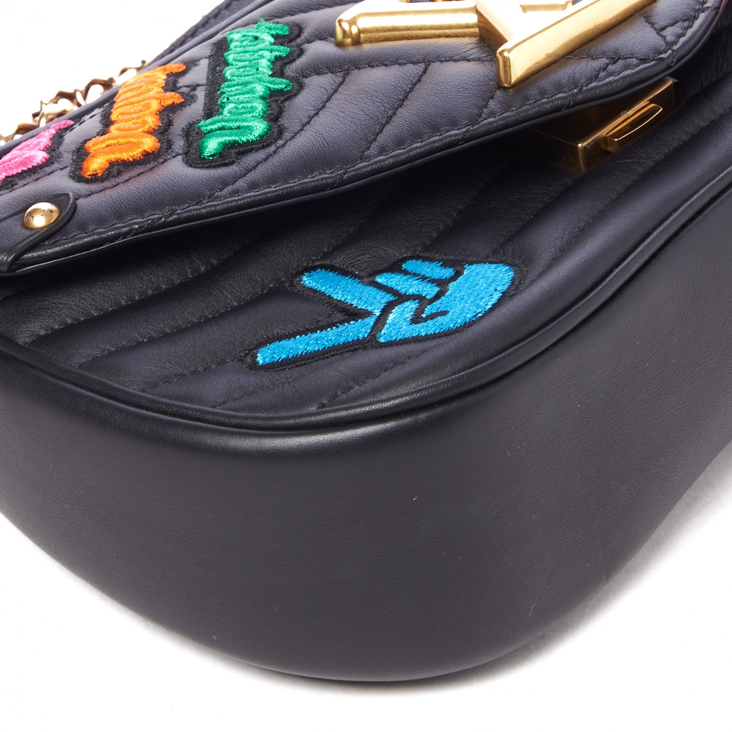 Louis Vuitton Calfskin Embroidered New Wave Chain MM Black 5 of 8