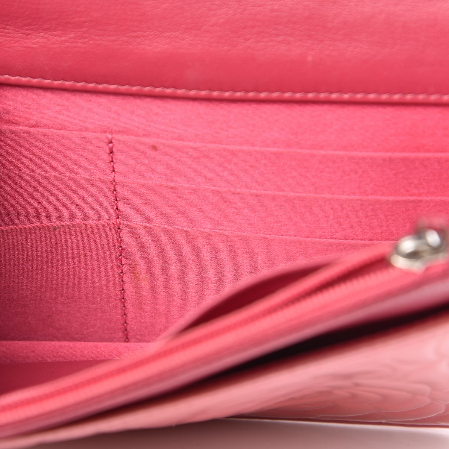 Chanel Patent Camellia Embossed Wallet on Chain WOC Rose 9 of 14