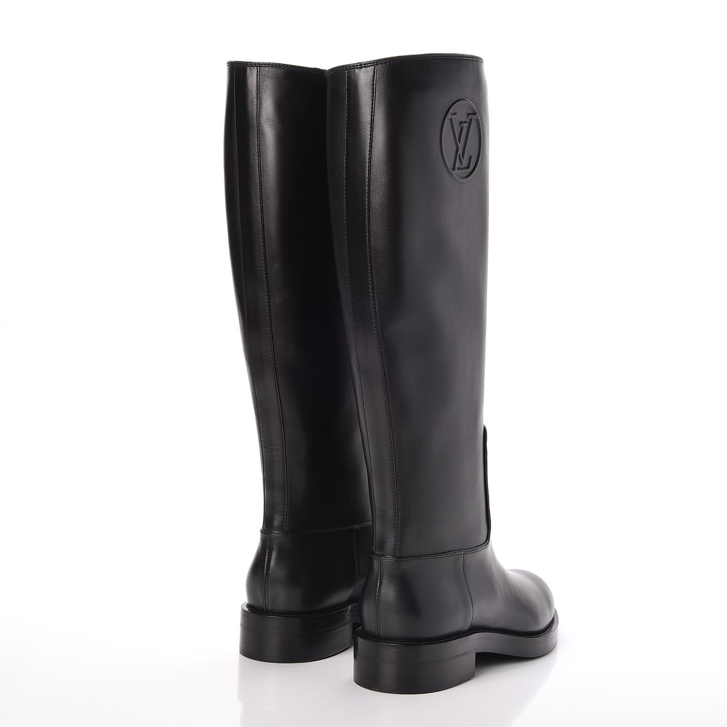 Calfskin Overdrive Flat High Boots 37.5 Black