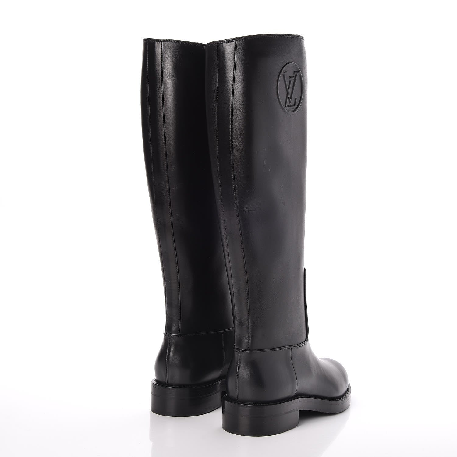 Louis Vuitton Calfskin Overdrive Flat High Boots 37.5 Black 4 of 8