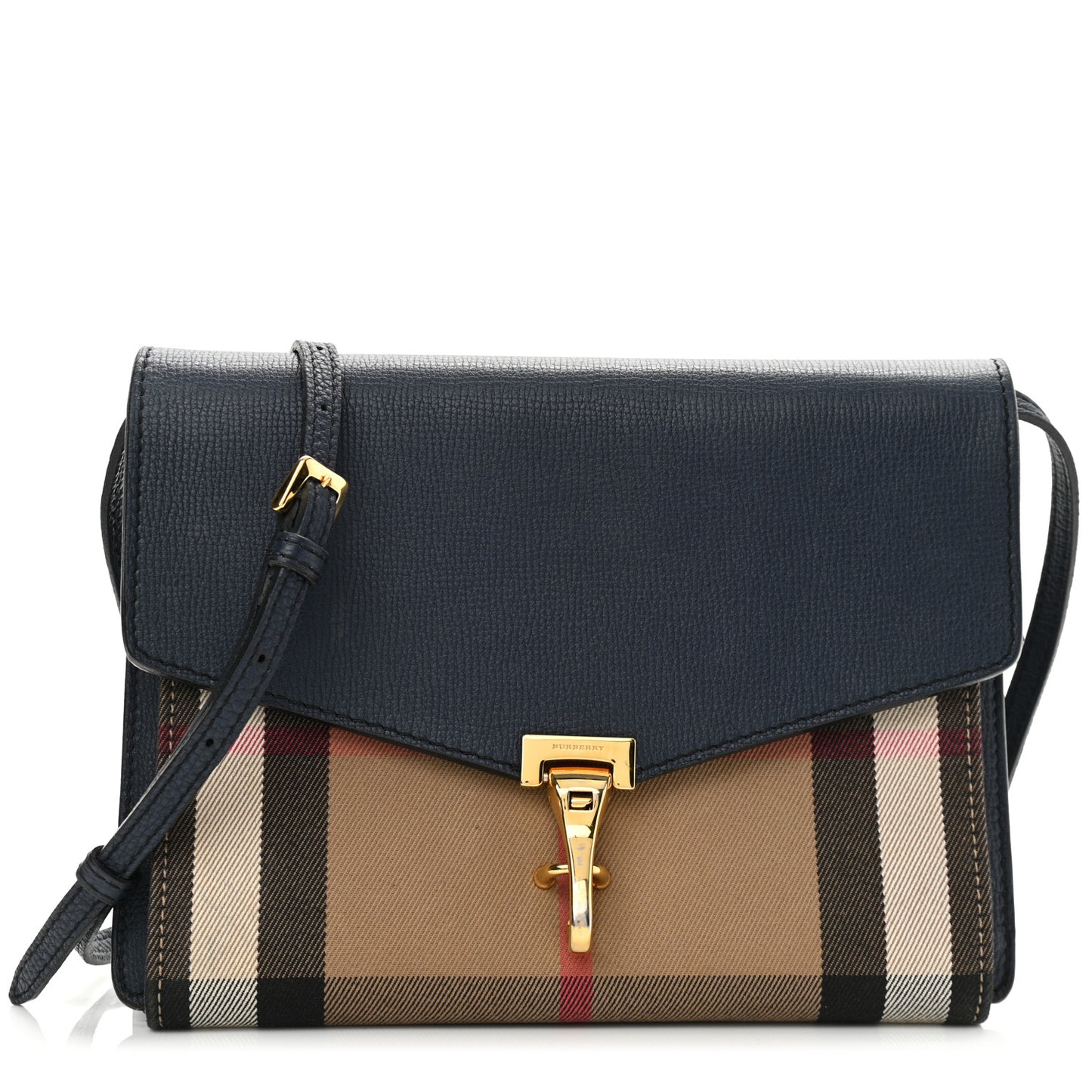 Derby Calfskin House Check Small Macken Crossbody Bag Ink Blue