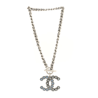Chanel Crystal Pearl Short CC Necklace Silver Ruthenium 3 of 5