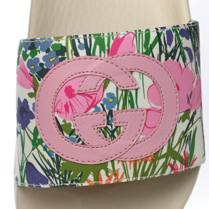 Gucci X KEN SCOTT Rubber Infinity Giardino d Apri Interlocking G Womens Pool Slide Sandals 36 Ivory Pink Wild Rose 9 of 11