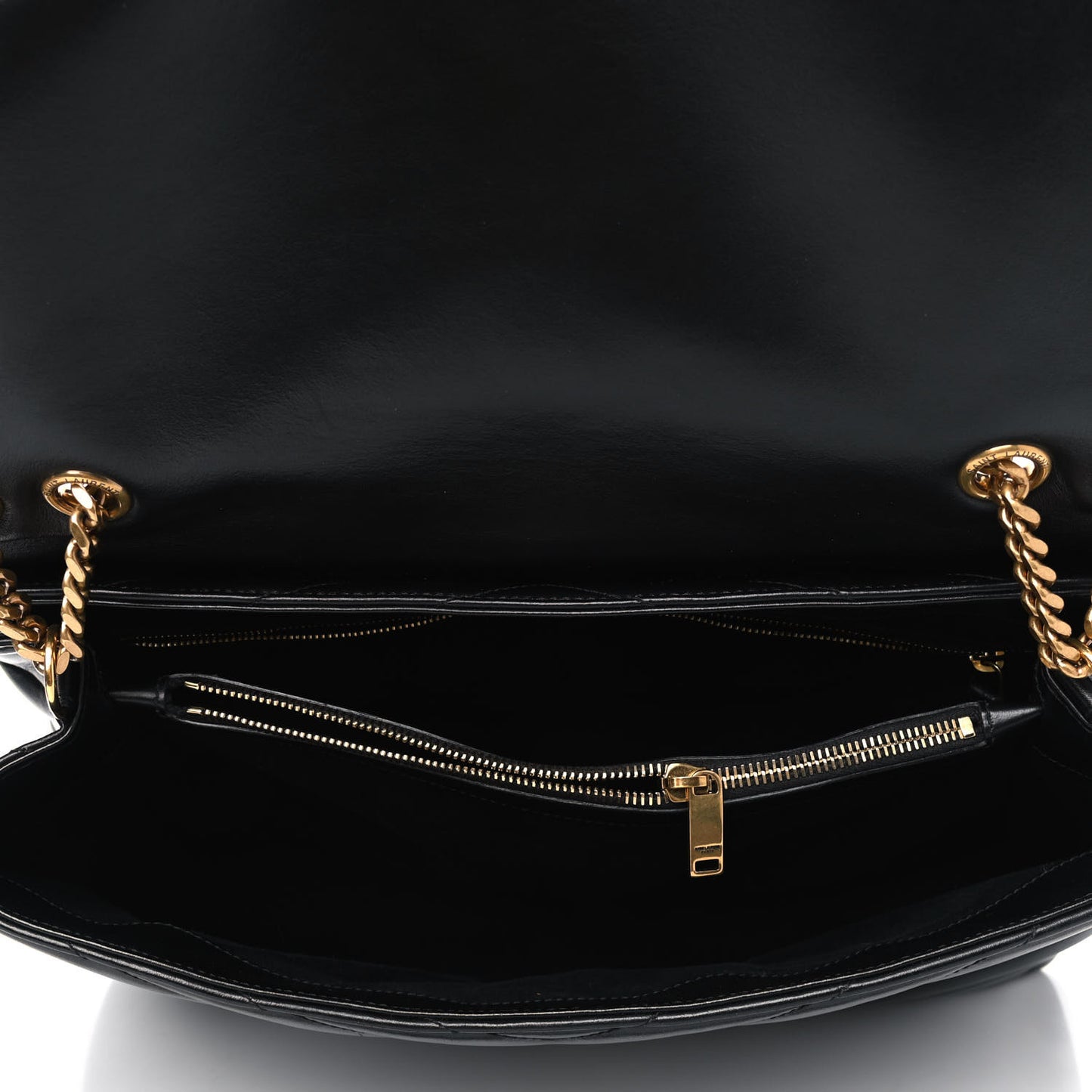 Calfskin Y Quilted Monogram Large Loulou Chain Satchel Black