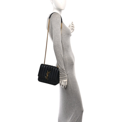 Saint Laurent Lambskin Matelasse Monogram Medium Vicky Chain Bag Black 2 of 12