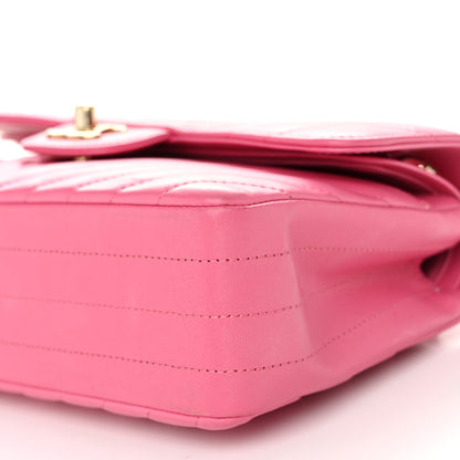 Chanel Lambskin Chevron Quilted Small Double Flap Pink 10 of 12