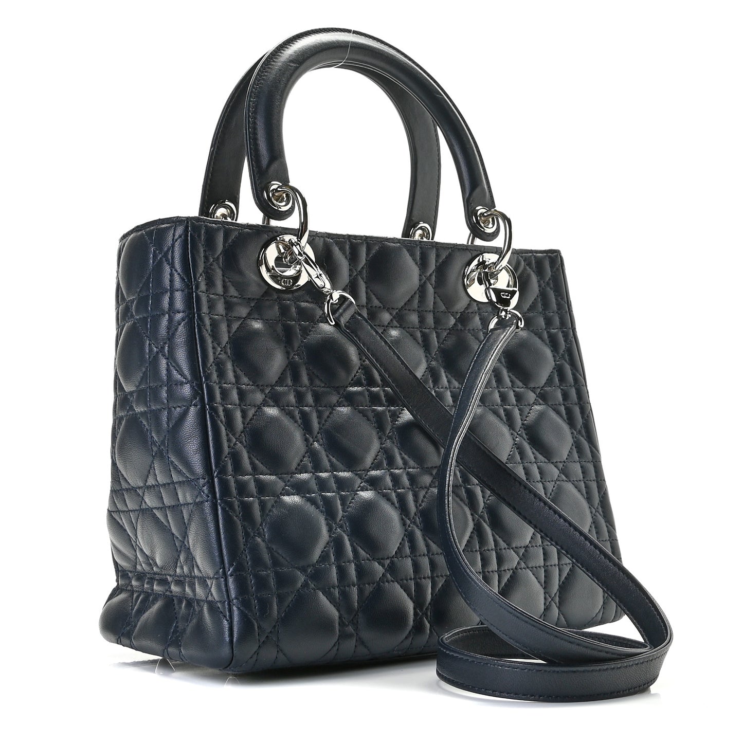 Lambskin Cannage Medium Lady Dior Navy Blue