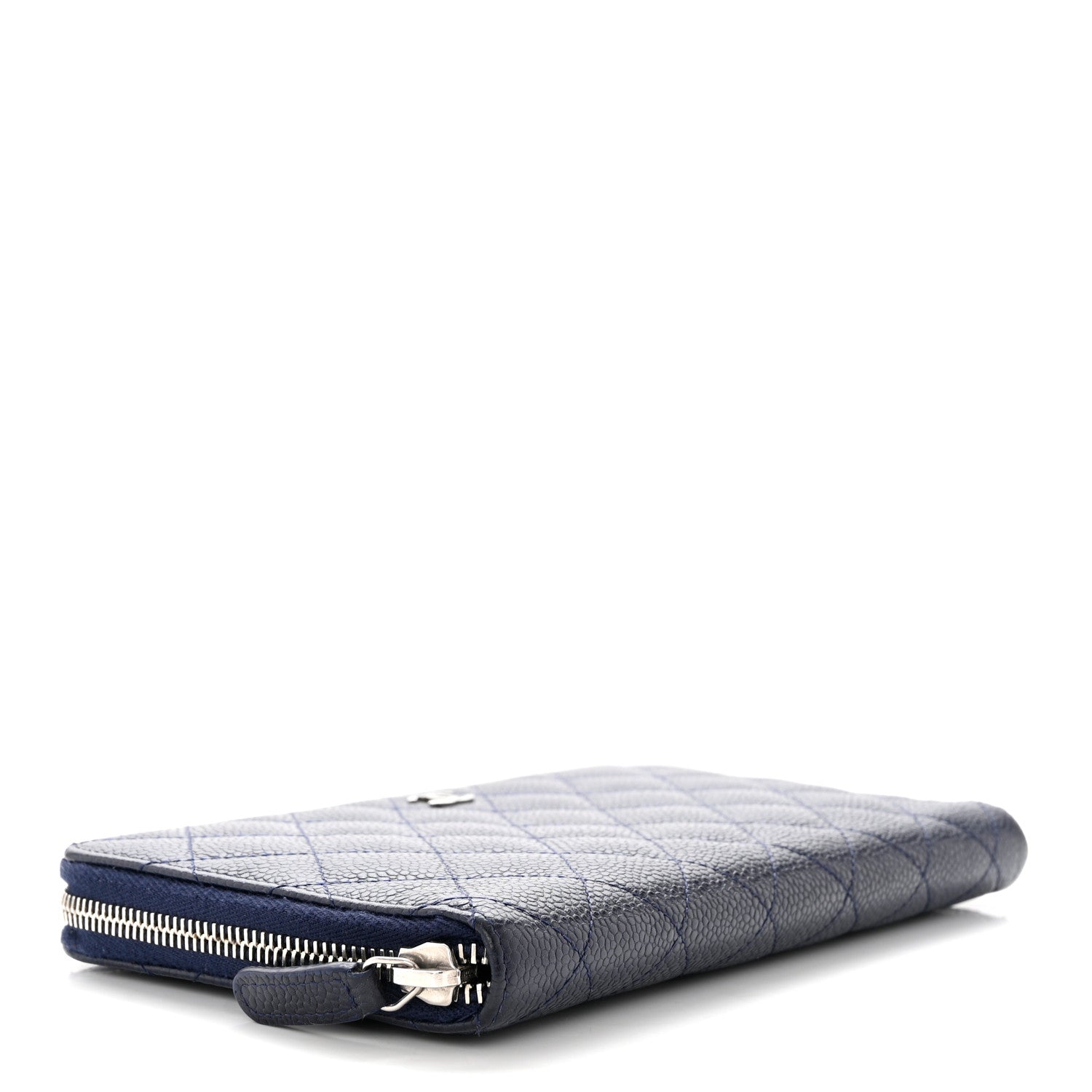 Chanel Caviar Quilted Large Zip Around Organizer Wallet Navy 4 of 11
