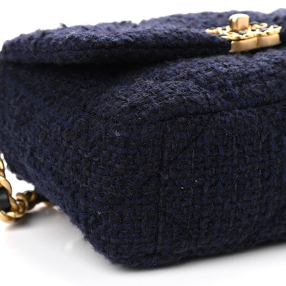 Chanel Tweed Quilted Medium Chanel 19 Flap Navy Blue 9 of 10