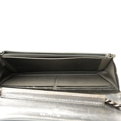 Chanel Metallic Calfskin Quilted Boy Wallet On Chain WOC Silver 5 of 11