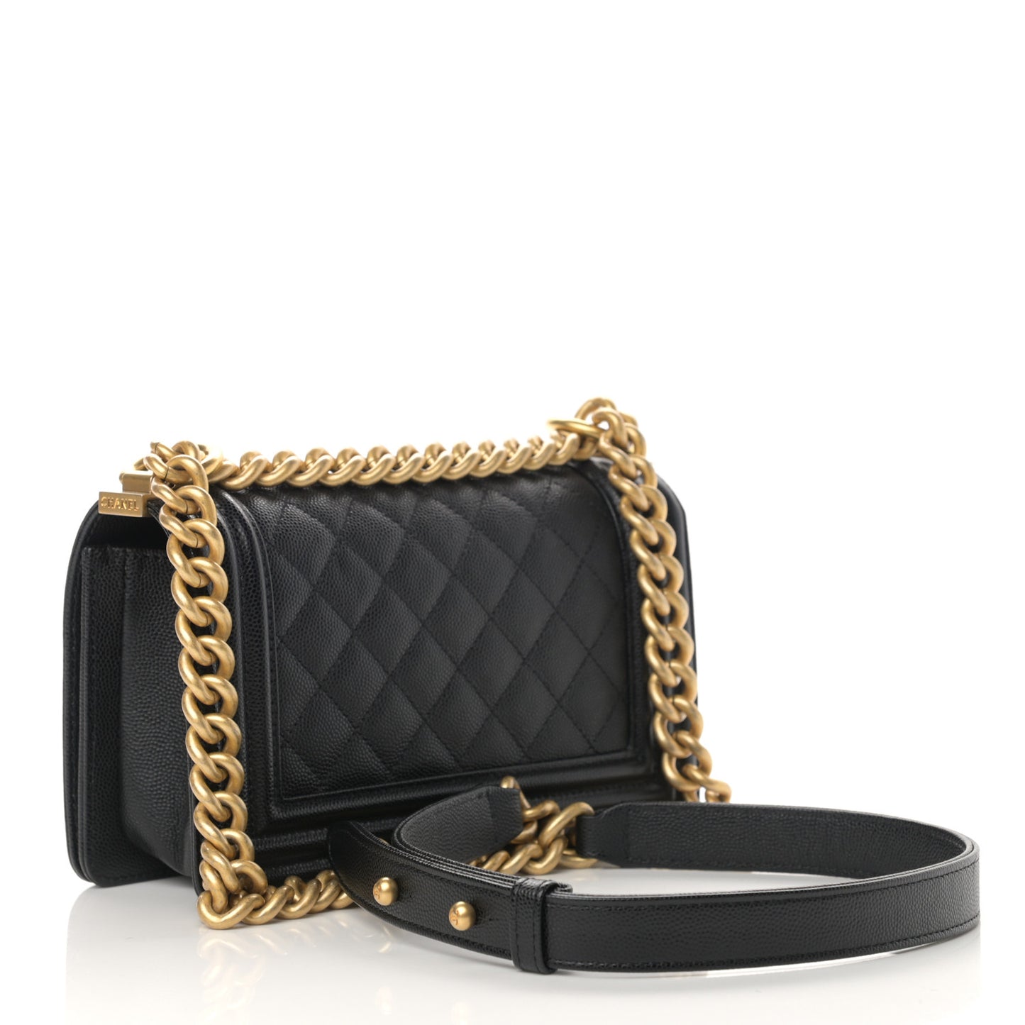 Caviar Quilted Small Boy Flap Black