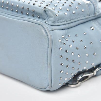 MCM Calfskin Stud X-Mini Stark Bebe Boo Backpack Sky Blue 9 of 11