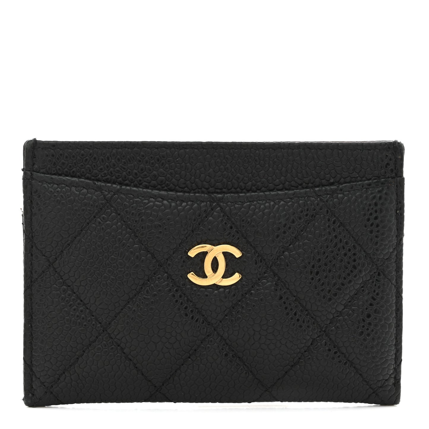 Caviar Quilted Card Holder Black