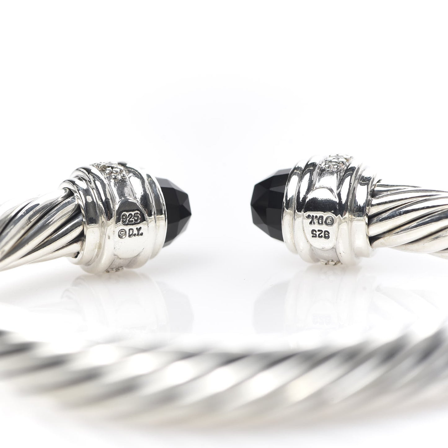 Sterling Silver Diamond Black Onyx 7mm Cable Classics Bracelet