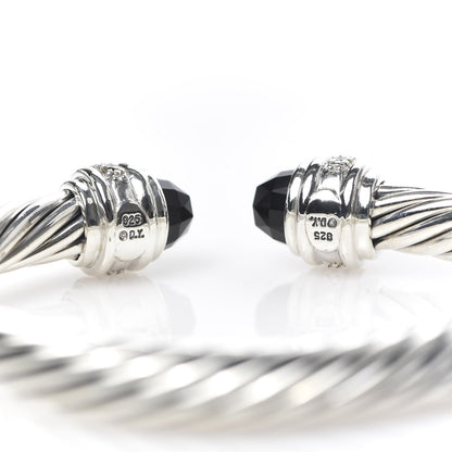 David Yurman Sterling Silver Diamond Black Onyx 7mm Cable Classics Bracelet 4 of 5