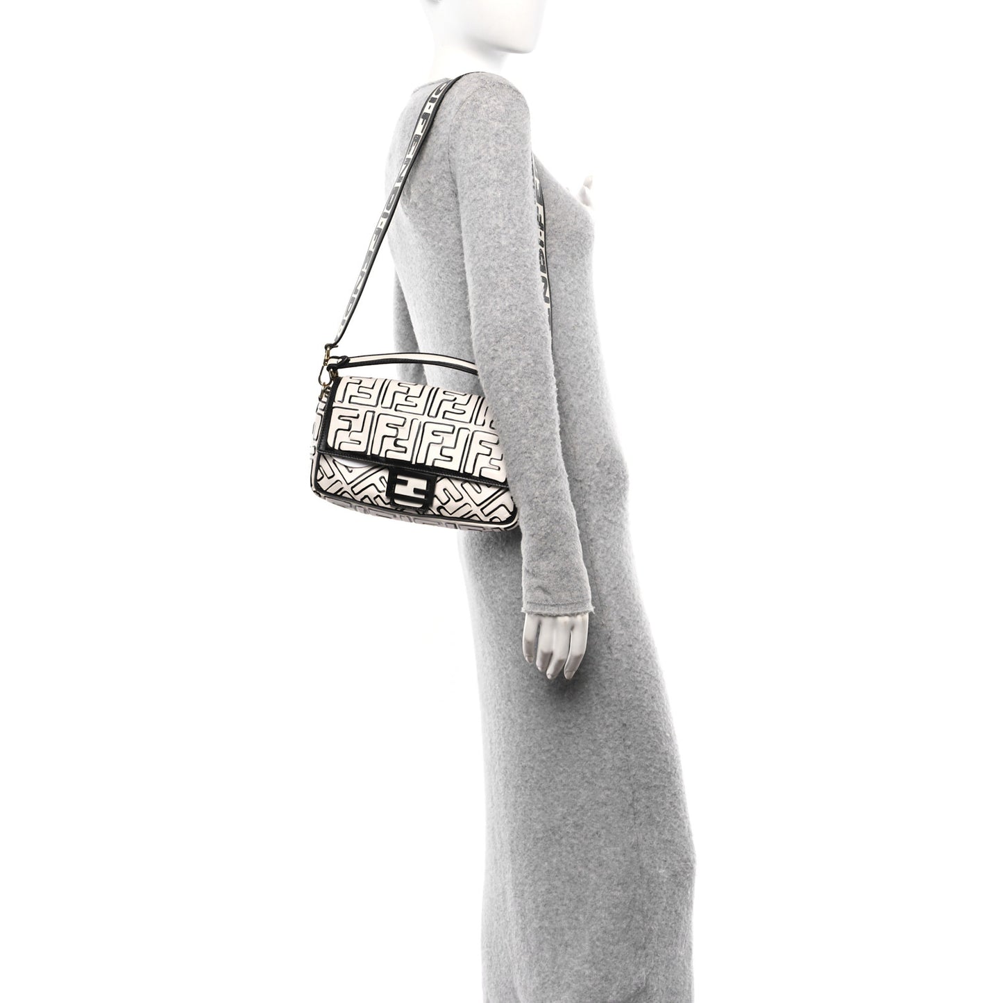 X JOSHUA VIDES Nappa FF Embossed Baguette White Black