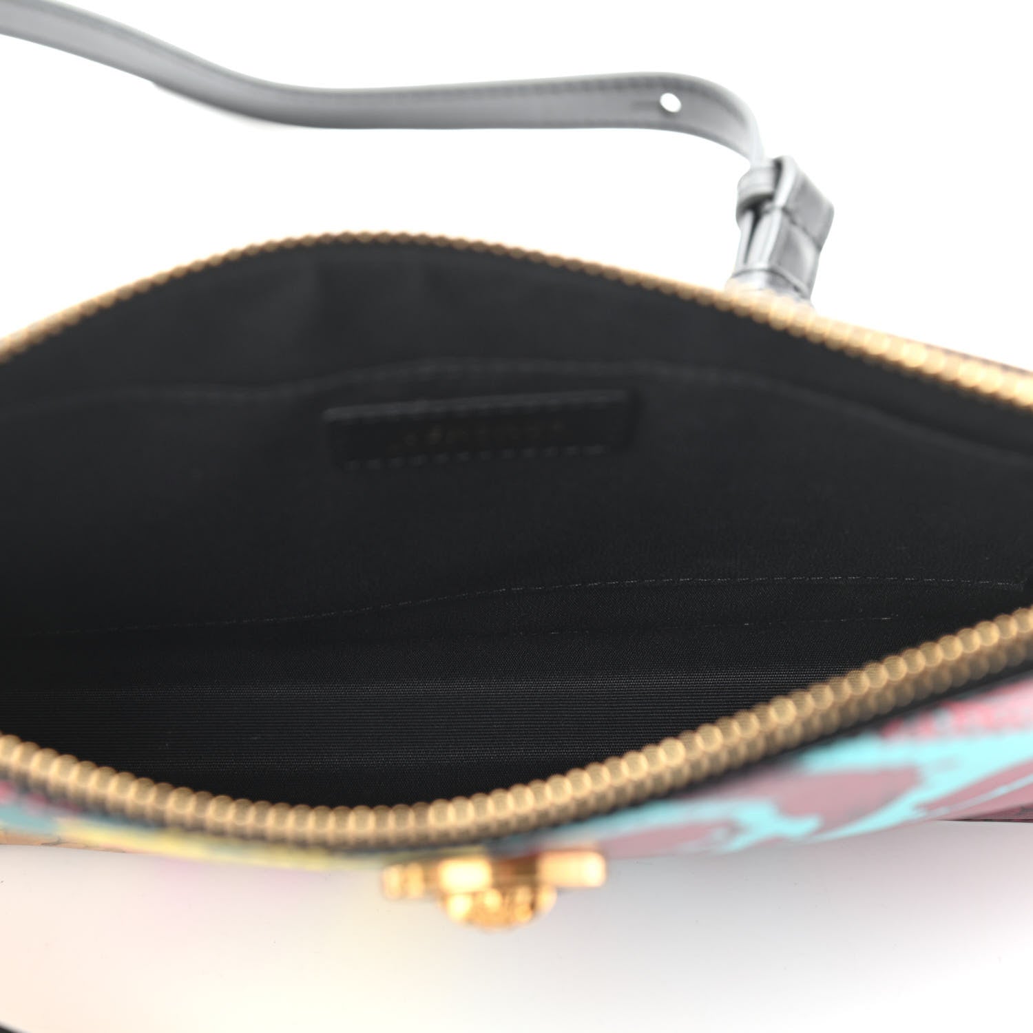 Versace Vitello Baroque Print Wristlet Pouch Black Multicolor 5 of 9