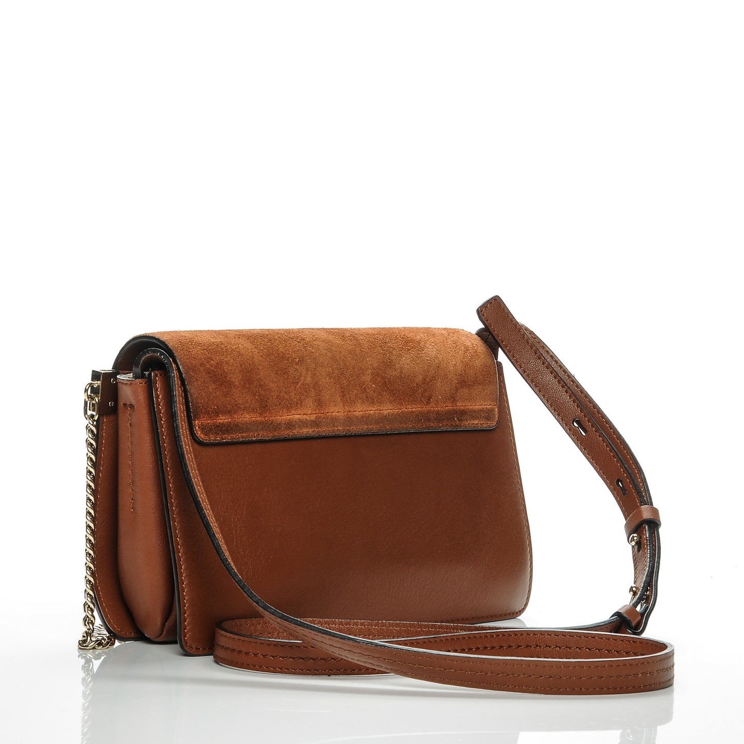Suede Calfskin Small Faye Shoulder Bag Tobacco
