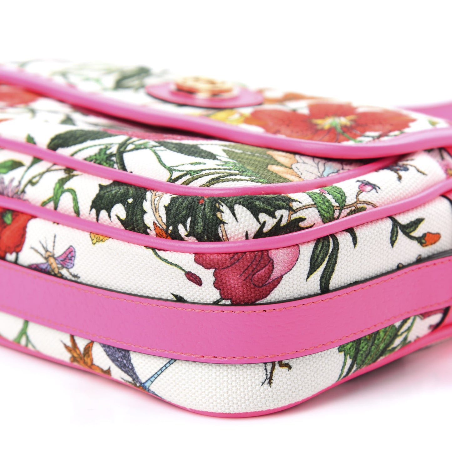 Canvas Flora Floral Shoulder Bag White Fuchsia Fluo