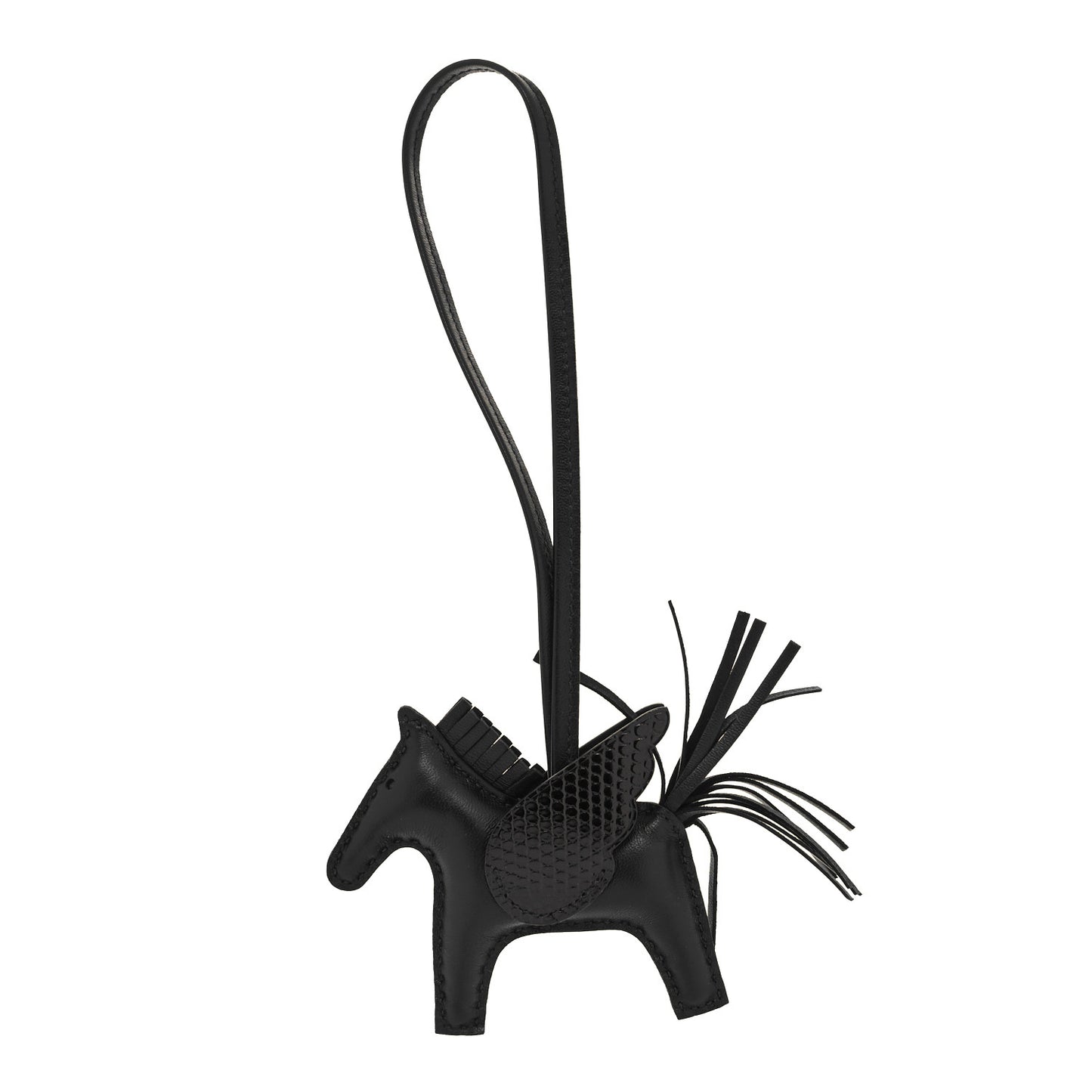 Milo Lambskin Lizard Touch Grigri Rodeo Pegase Horse Bag Charm PM So Black
