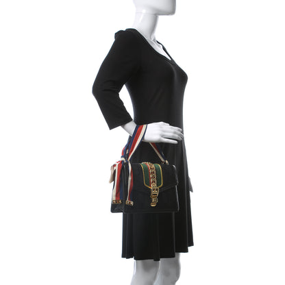 Gucci Velvet GG Monogram Small Sylvie Shoulder Bag Black 2 of 9