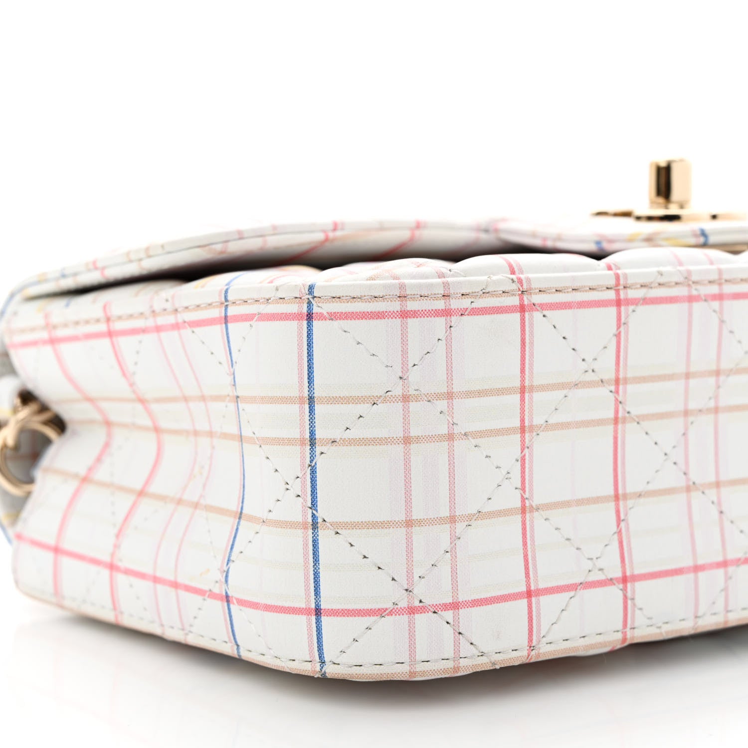 Chanel Calfskin Quilted Plaid Printed Small Single Flap White Multicolor 9 of 11