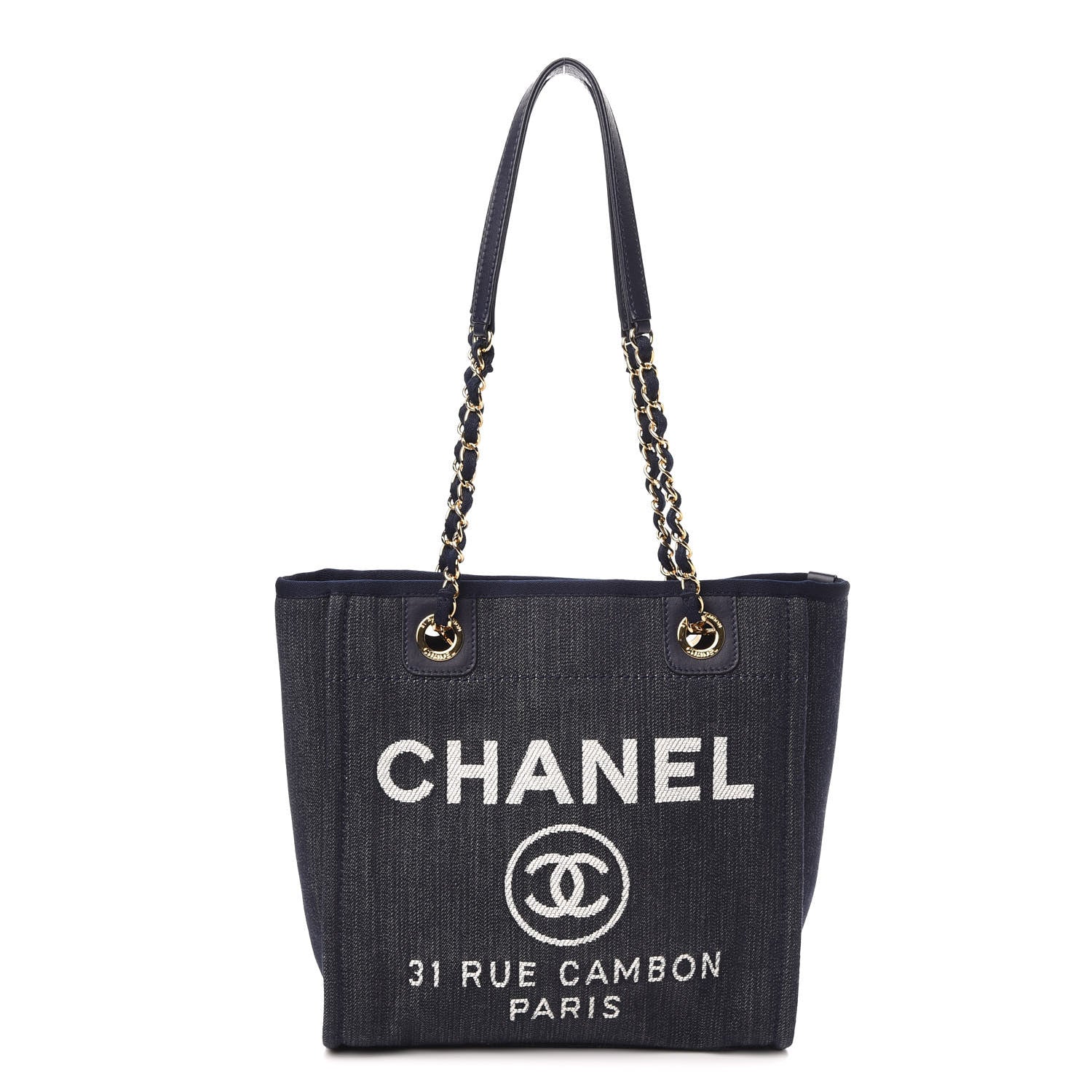 Chanel Denim Mini Deauville Tote Dark Blue 1 of 10