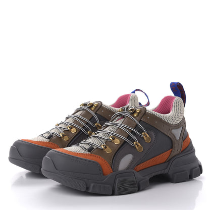 Gucci X SEGA Mesh Canvas Calfskin Womens Flashtrek Sneakers 38 White Box Pink Ardesia Loess 3 of 9