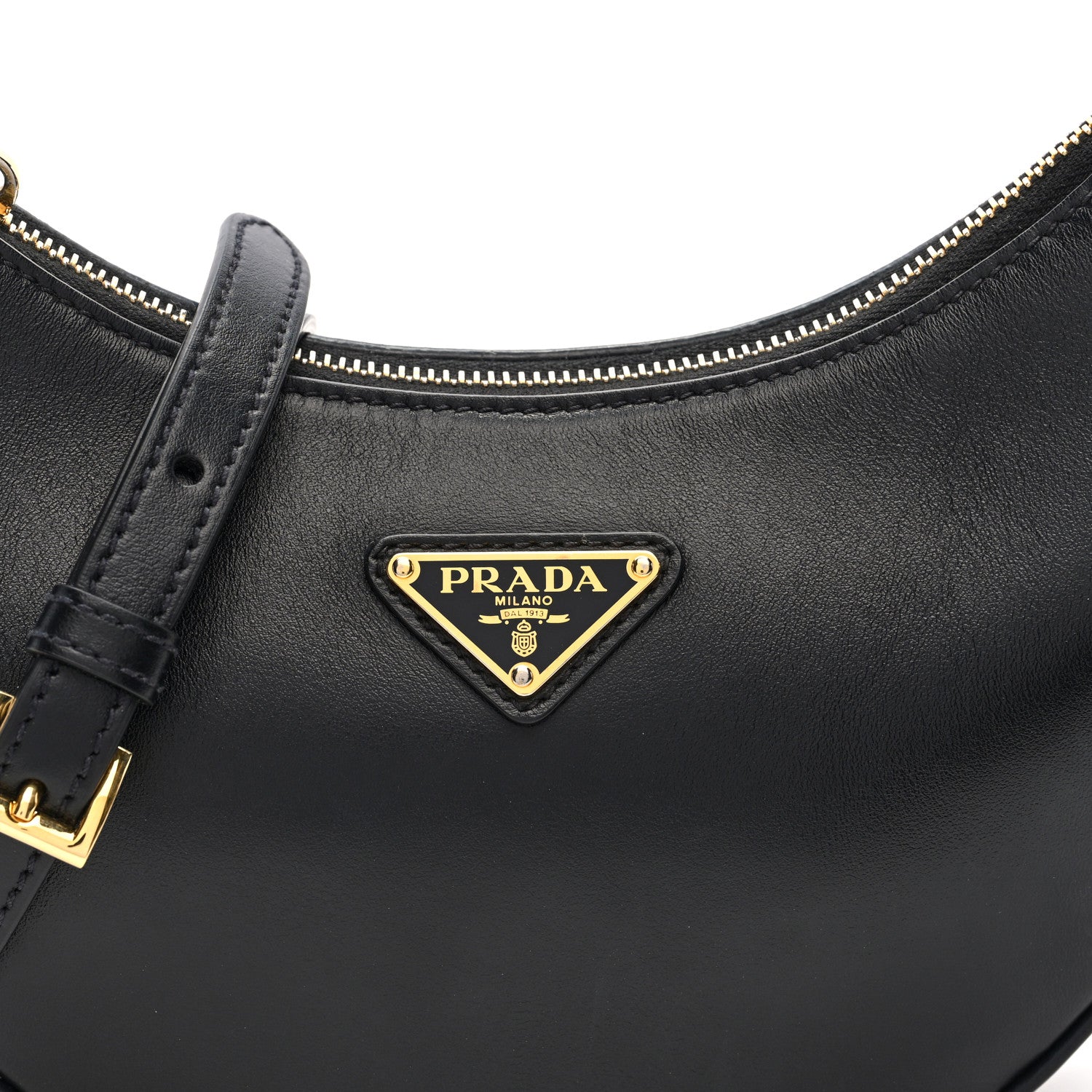 Prada Soft Calfskin Arque Shoulder Bag Black 7 of 9